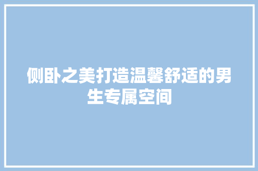侧卧之美打造温馨舒适的男生专属空间