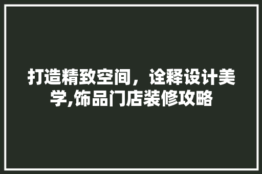 打造精致空间，诠释设计美学,饰品门店装修攻略