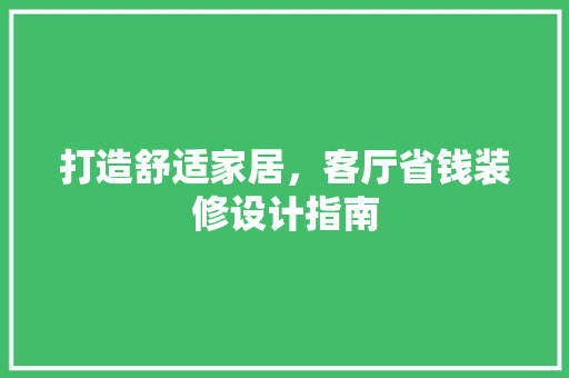 打造舒适家居，客厅省钱装修设计指南