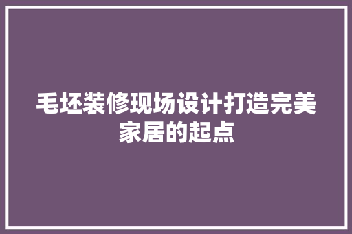 毛坯装修现场设计打造完美家居的起点