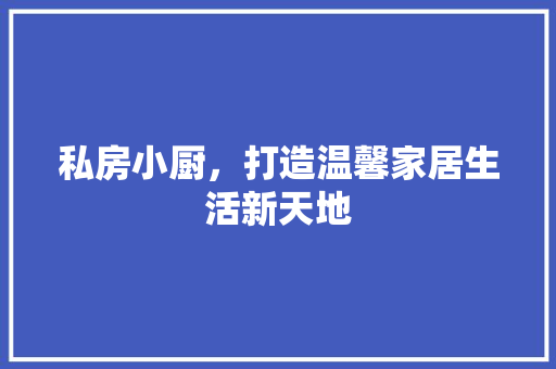 私房小厨，打造温馨家居生活新天地