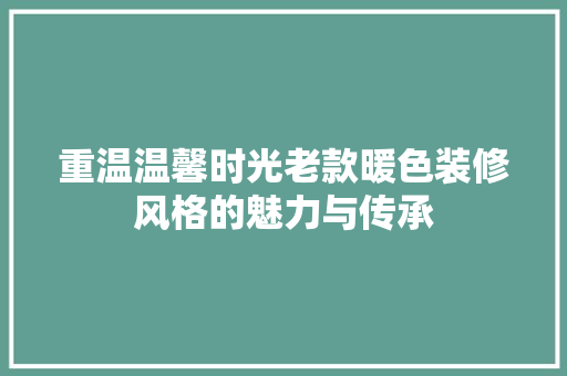 重温温馨时光老款暖色装修风格的魅力与传承