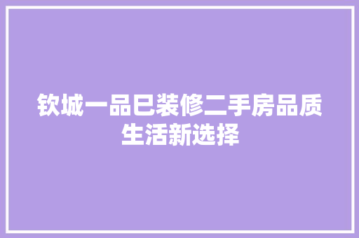 钦城一品巳装修二手房品质生活新选择