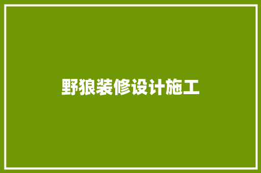 野狼装修设计施工