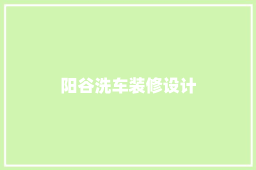阳谷洗车装修设计