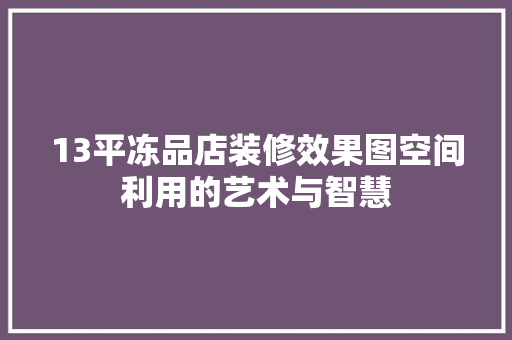 13平冻品店装修效果图空间利用的艺术与智慧