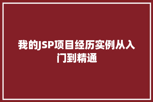 我的JSP项目经历实例从入门到精通