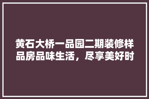 黄石大桥一品园二期装修样品房品味生活，尽享美好时光
