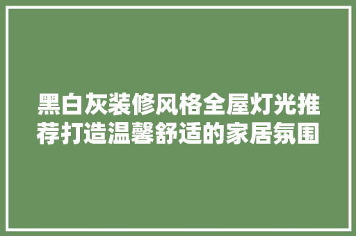 黑白灰装修风格全屋灯光推荐打造温馨舒适的家居氛围