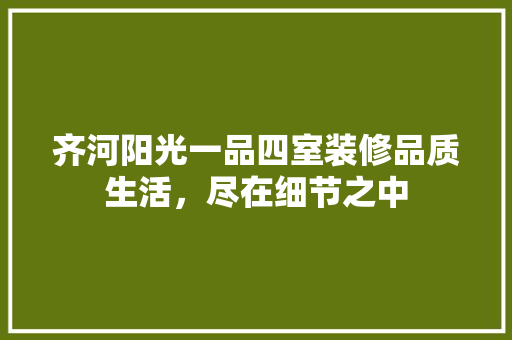 齐河阳光一品四室装修品质生活，尽在细节之中