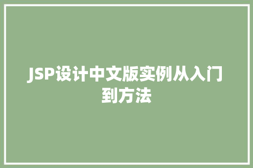 JSP设计中文版实例从入门到方法