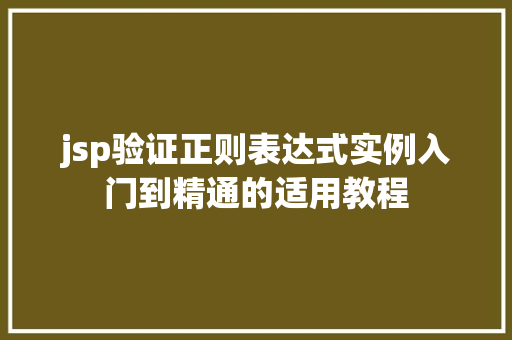 jsp验证正则表达式实例入门到精通的适用教程  第1张