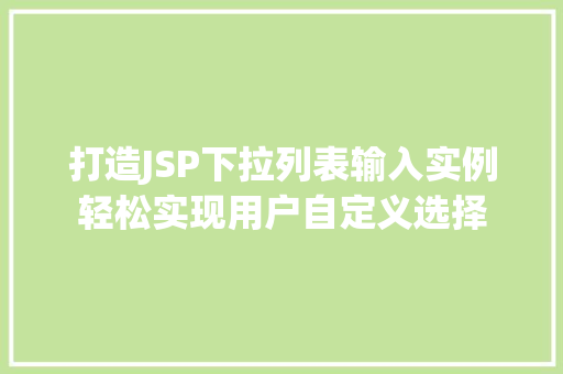 打造JSP下拉列表输入实例轻松实现用户自定义选择  第1张
