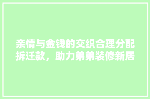 亲情与金钱的交织合理分配拆迁款，助力弟弟装修新居