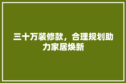 三十万装修款，合理规划助力家居焕新  第1张