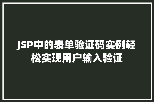 JSP中的表单验证码实例轻松实现用户输入验证  第1张