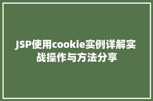 JSP使用cookie实例详解实战操作与方法分享  第1张
