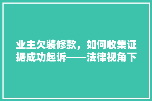 业主欠装修款，如何收集证据成功起诉——法律视角下的维权之路