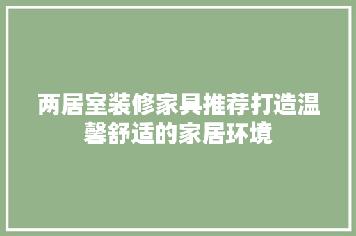 两居室装修家具推荐打造温馨舒适的家居环境