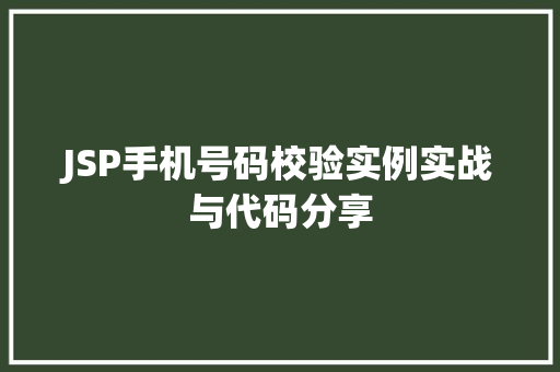 JSP手机号码校验实例实战与代码分享