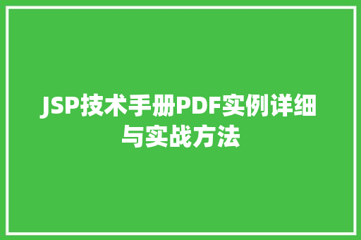 JSP技术手册PDF实例详细与实战方法