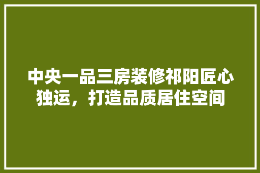 中央一品三房装修祁阳匠心独运，打造品质居住空间
