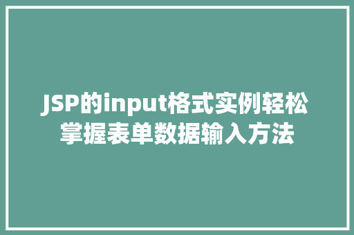 JSP的input格式实例轻松掌握表单数据输入方法  第1张
