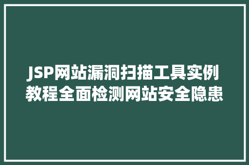 JSP网站漏洞扫描工具实例教程全面检测网站安全隐患  第1张