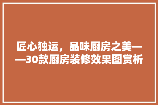 匠心独运，品味厨房之美——30款厨房装修效果图赏析