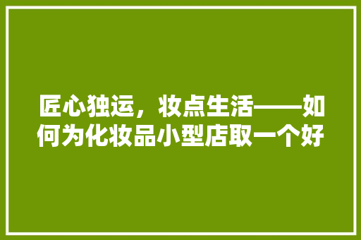 匠心独运，妆点生活——如何为化妆品小型店取一个好名字
