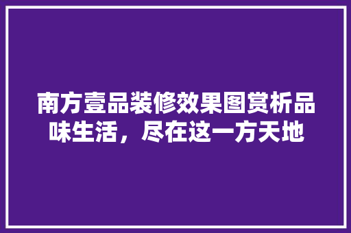南方壹品装修效果图赏析品味生活，尽在这一方天地