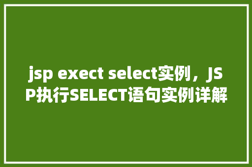 jsp exect select实例，JSP执行SELECT语句实例详解