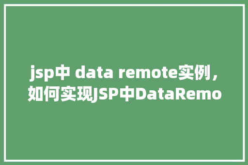 jsp中 data remote实例，如何实现JSP中DataRemote实例的使用
