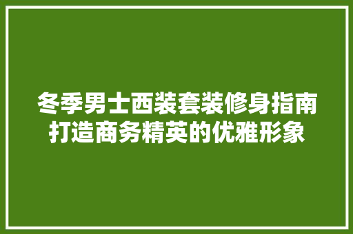 冬季男士西装套装修身指南打造商务精英的优雅形象