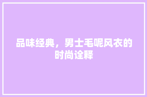 品味经典，男士毛呢风衣的时尚诠释