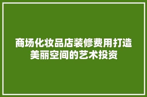 商场化妆品店装修费用打造美丽空间的艺术投资
