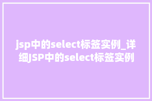 jsp中的select标签实例_详细JSP中的select标签实例详解与应用方法