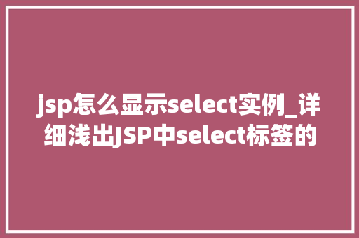 jsp怎么显示select实例_详细浅出JSP中select标签的使用方法与实例展示