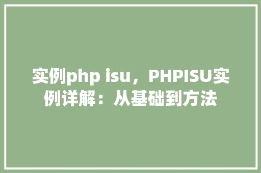 实例php isu，PHPISU实例详解：从基础到方法