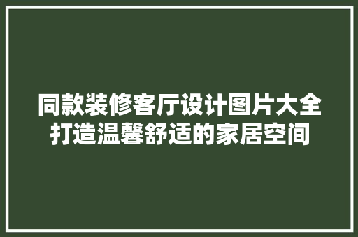 同款装修客厅设计图片大全打造温馨舒适的家居空间