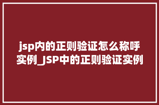 jsp内的正则验证怎么称呼实例_JSP中的正则验证实例与方法详解