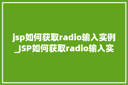 jsp如何获取radio输入实例_JSP如何获取radio输入实例全面与实战指南