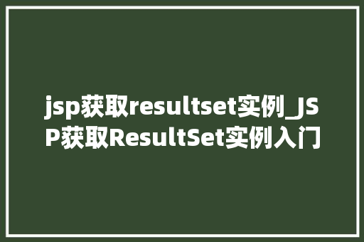 jsp获取resultset实例_JSP获取ResultSet实例入门与方法指南