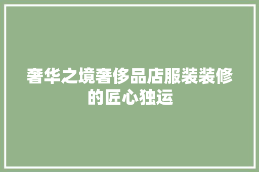 奢华之境奢侈品店服装装修的匠心独运
