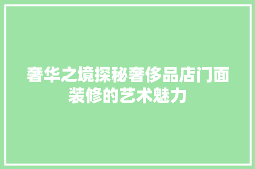 奢华之境探秘奢侈品店门面装修的艺术魅力