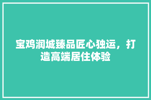 宝鸡润城臻品匠心独运，打造高端居住体验