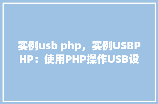 实例usb php，实例USBPHP：使用PHP操作USB设备实例教程