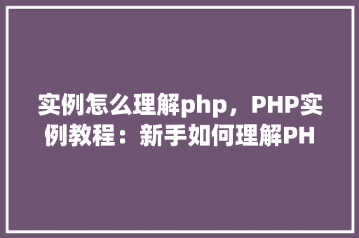 实例怎么理解php，PHP实例教程：新手如何理解PHP编程