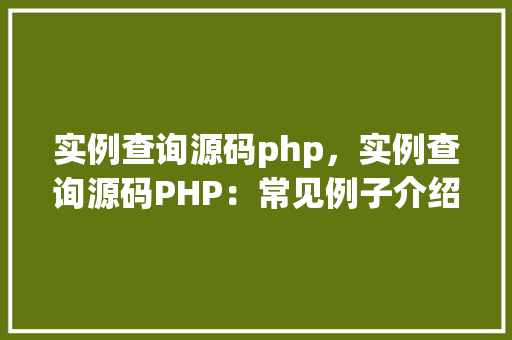 实例查询源码php，实例查询源码PHP：常见例子介绍及代码展示