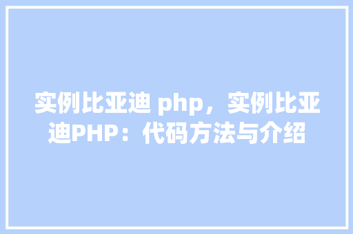 实例比亚迪 php，实例比亚迪PHP：代码方法与介绍